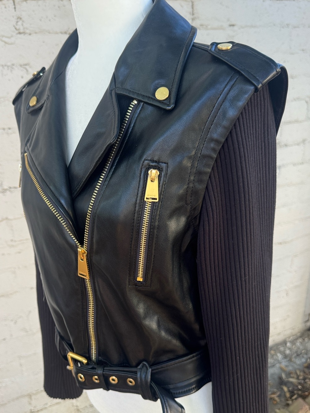Jonathan Simkhai Belene Jacket Vegan Leather Knit Sleeves Size M - Picture 12 of 16